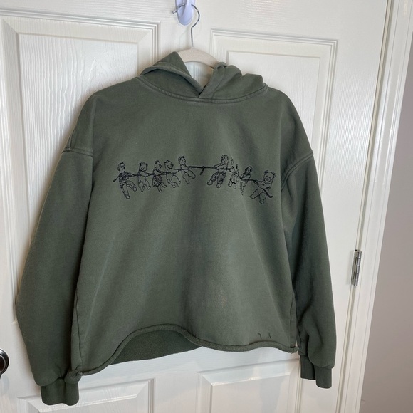 Teddy Fresh War Of Teddies Tug o War army Green Cropped  Hoodie - Picture 1 of 12